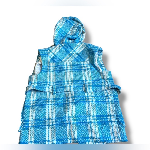 BAUM UND PFERDGARTEN Plaid Vest Jacket Button Up Front Pockets Med Blue White - Picture 8 of 10